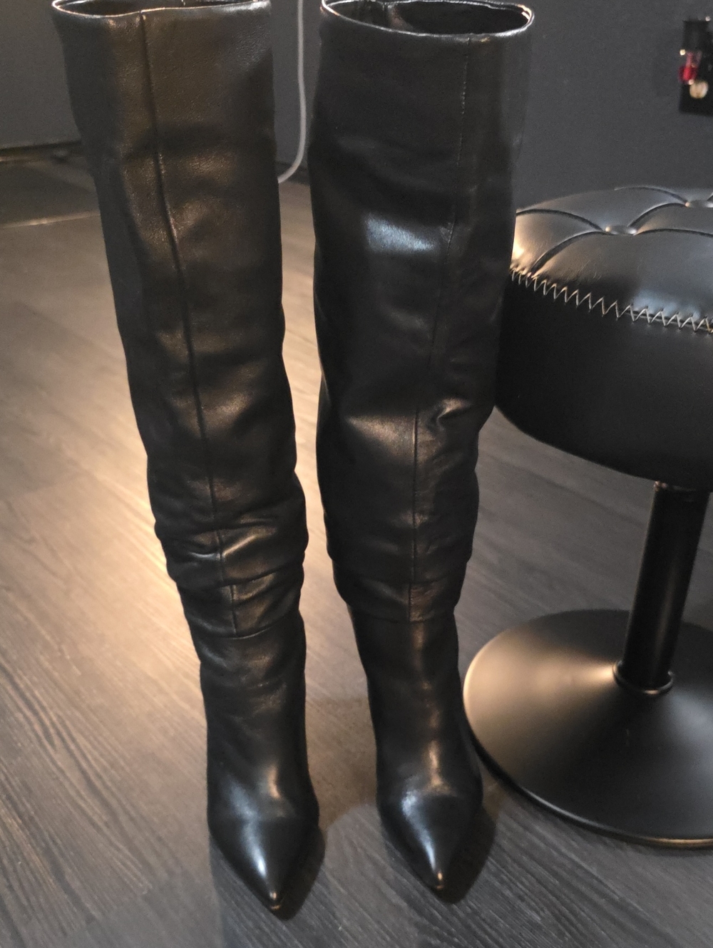 Vince Camuto Black Over-The-Knee Pointed Toe Boots Size 7